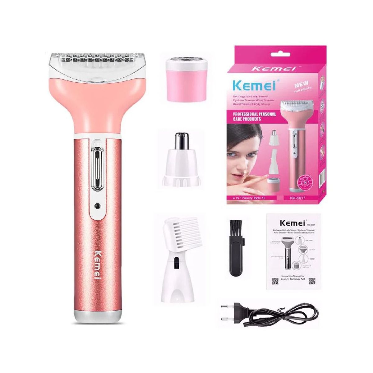 KEMEI - Afeitadora Facial y Corporal Kemei 4 en 1