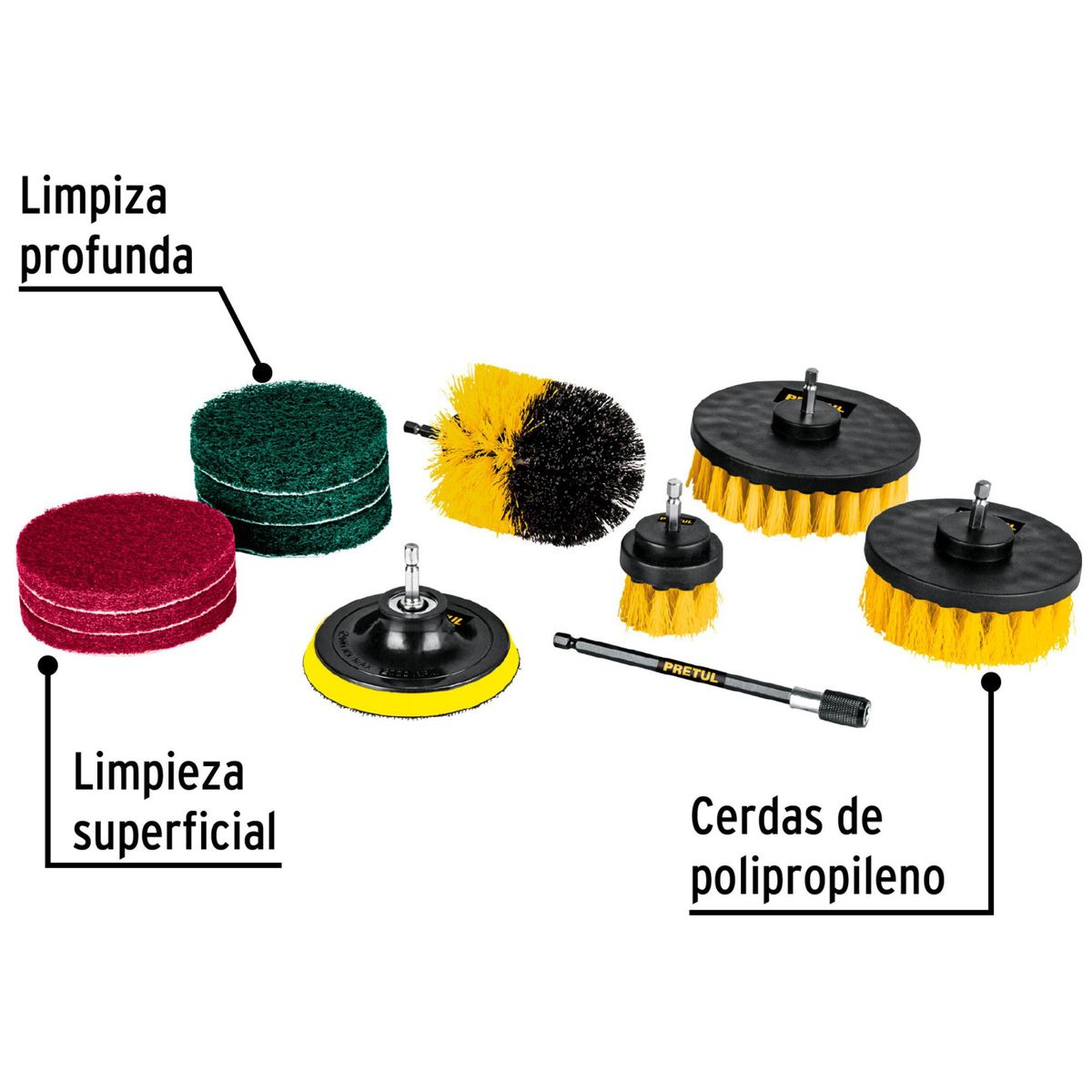 TRUPER - Kit de limpieza, pulido y asentado, accesorios 12 piezas Pretul