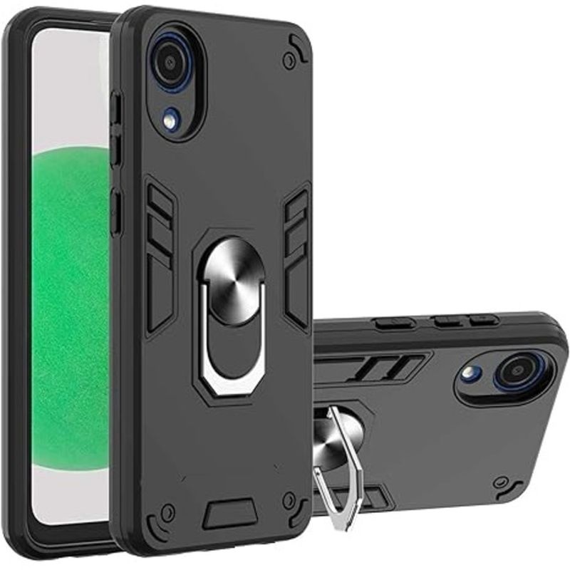 GENERICO - Funda Case para Samsung A03 Core con Anillo Metálico Antishock Negro