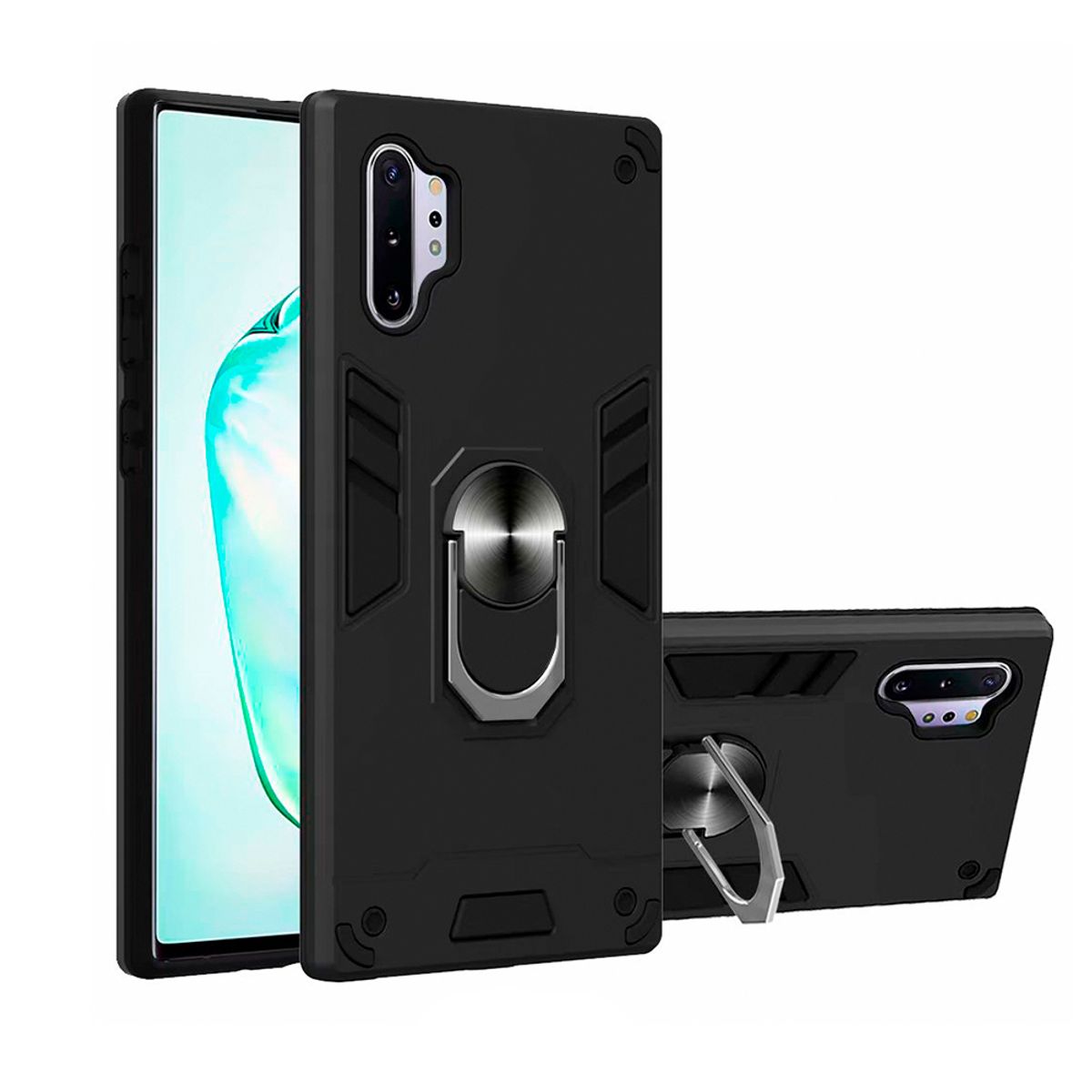 GENERICO - Funda Case para Huawei Y6 2019 con Anillo Metálico Antishock Negro
