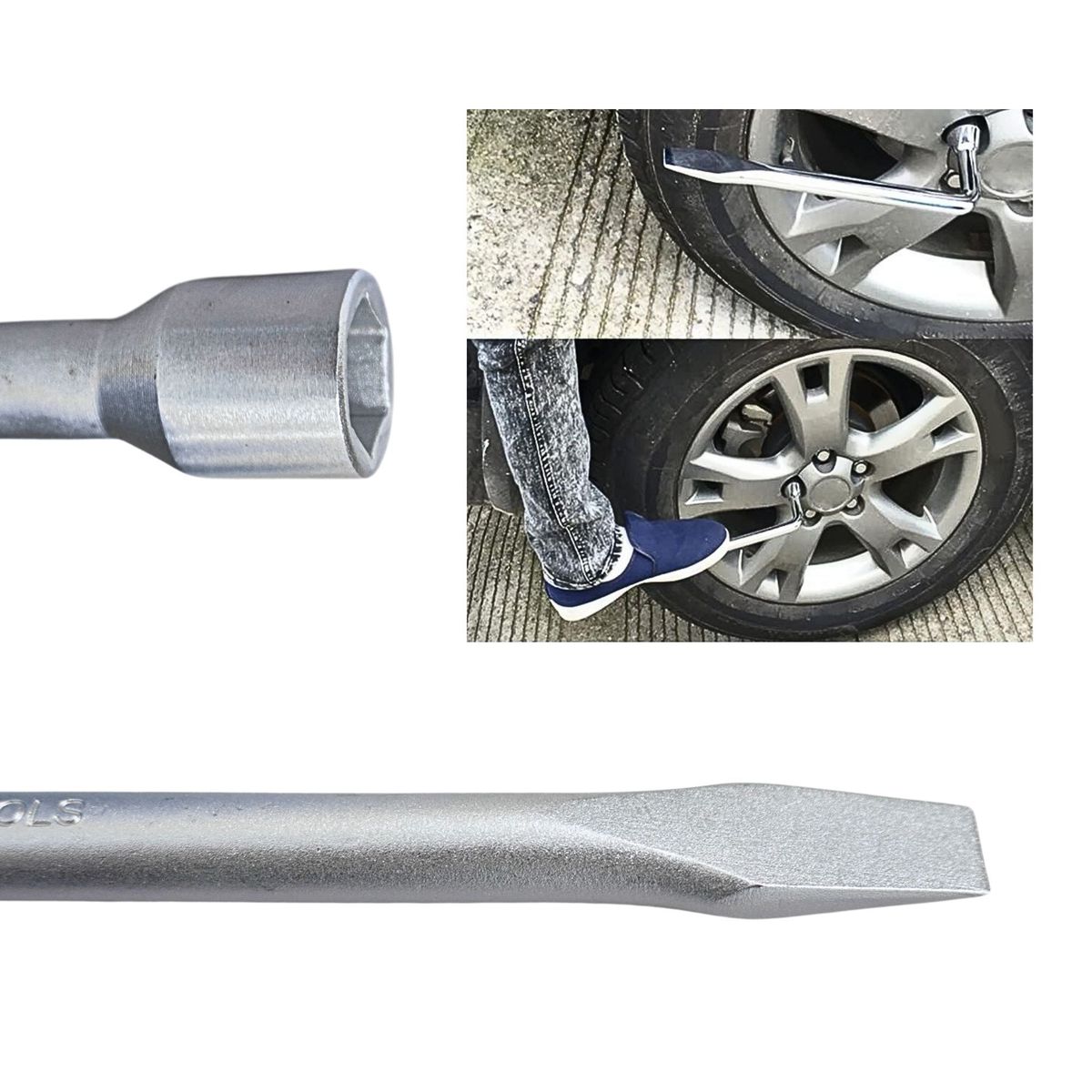 UYUSTOOLS - Llave de ruedas tipo L acero 17mm