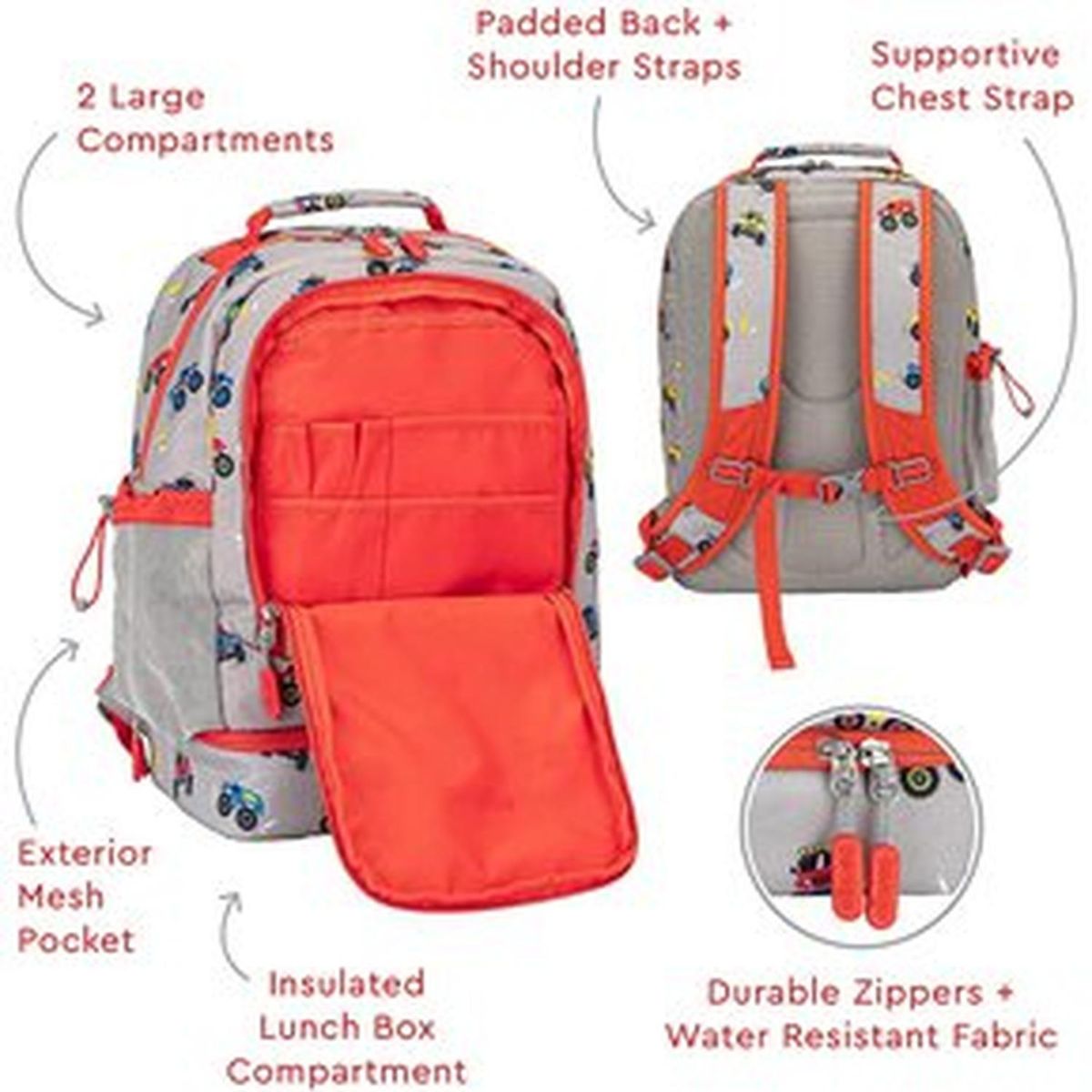 BENTGO - Mochila Bentgo Kids 2 en 1 - Camiones