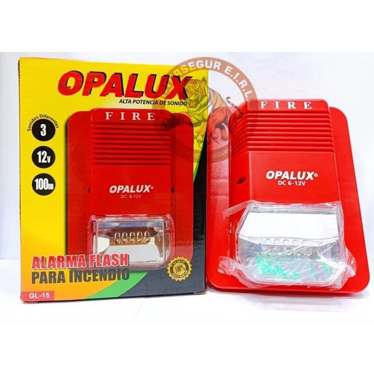 OPALUX - Sirena Estrobo OPALUX DC6, 12V, 100DB, 3 tonos
