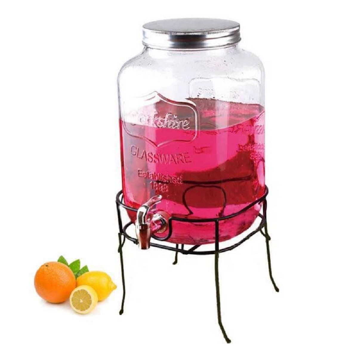 GENERICO - Set x 2 Dispensadores de bebidas para fiestas de vidrio 8 Lt C/Racks