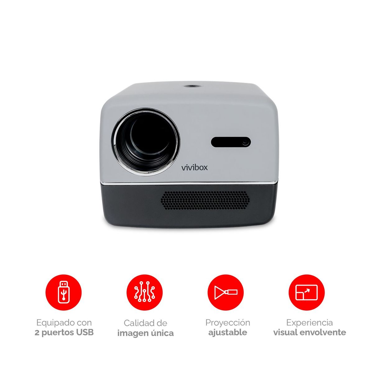 VIVIBOX - Proyector LCD - 350 Lúmenes - HDMI y USB - 45-200 pulgadas