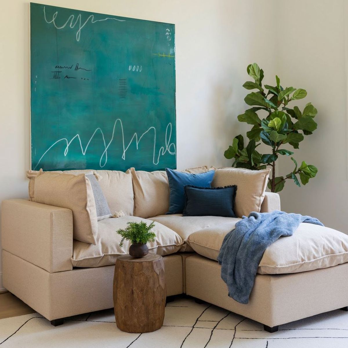 GENERICO - Sofa 2 cuerpos Rennes - Beige + Banqueta de regalo