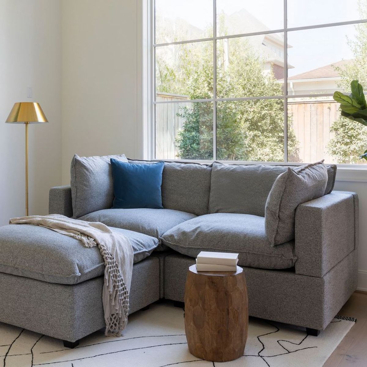 GENERICO - Sofa 2 cuerpos Rennes - Gris + Banqueta de regalo