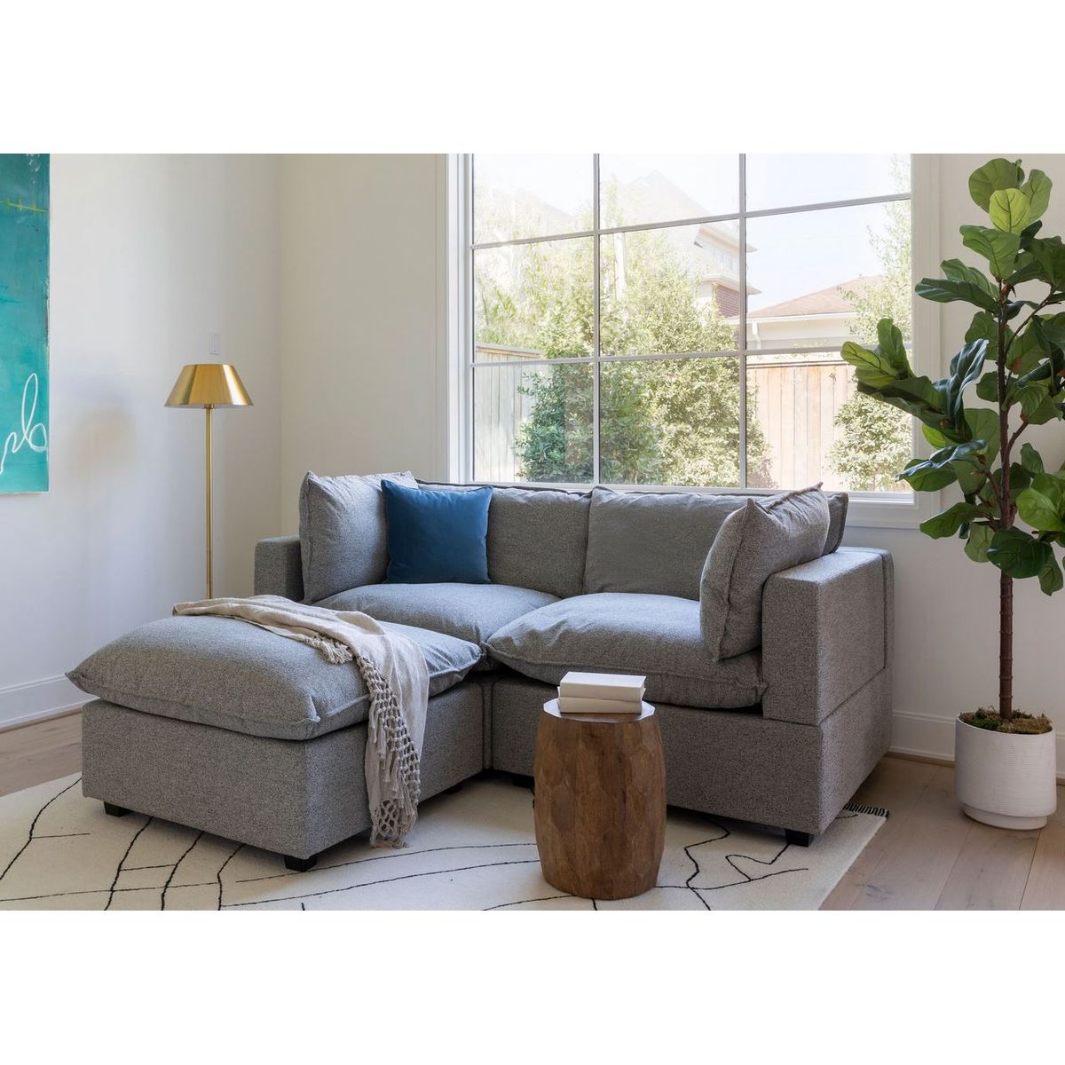 GENERICO - Sofa 2 cuerpos Rennes - Gris + Banqueta de regalo