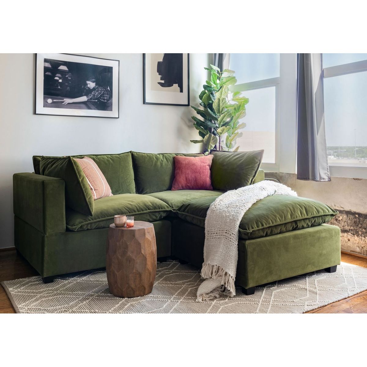 GENERICO - Sofa 2 cuerpos Rennes - Verde + Banqueta de regalo