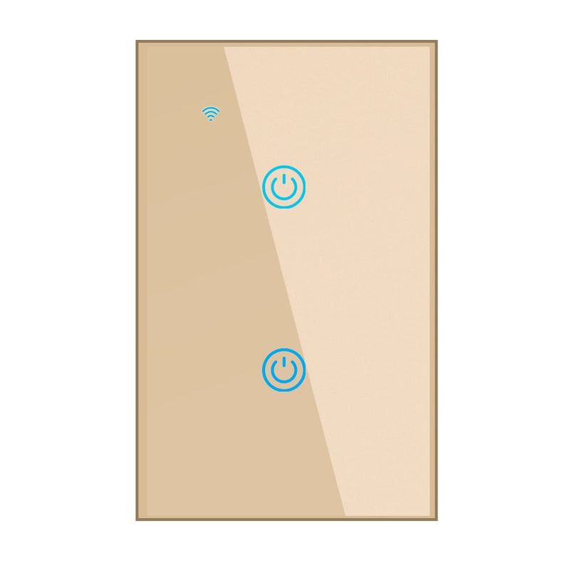 OEM - Interruptor Inteligente Wifi Táctil 2 Botones Con/Sin Neutro Dorado