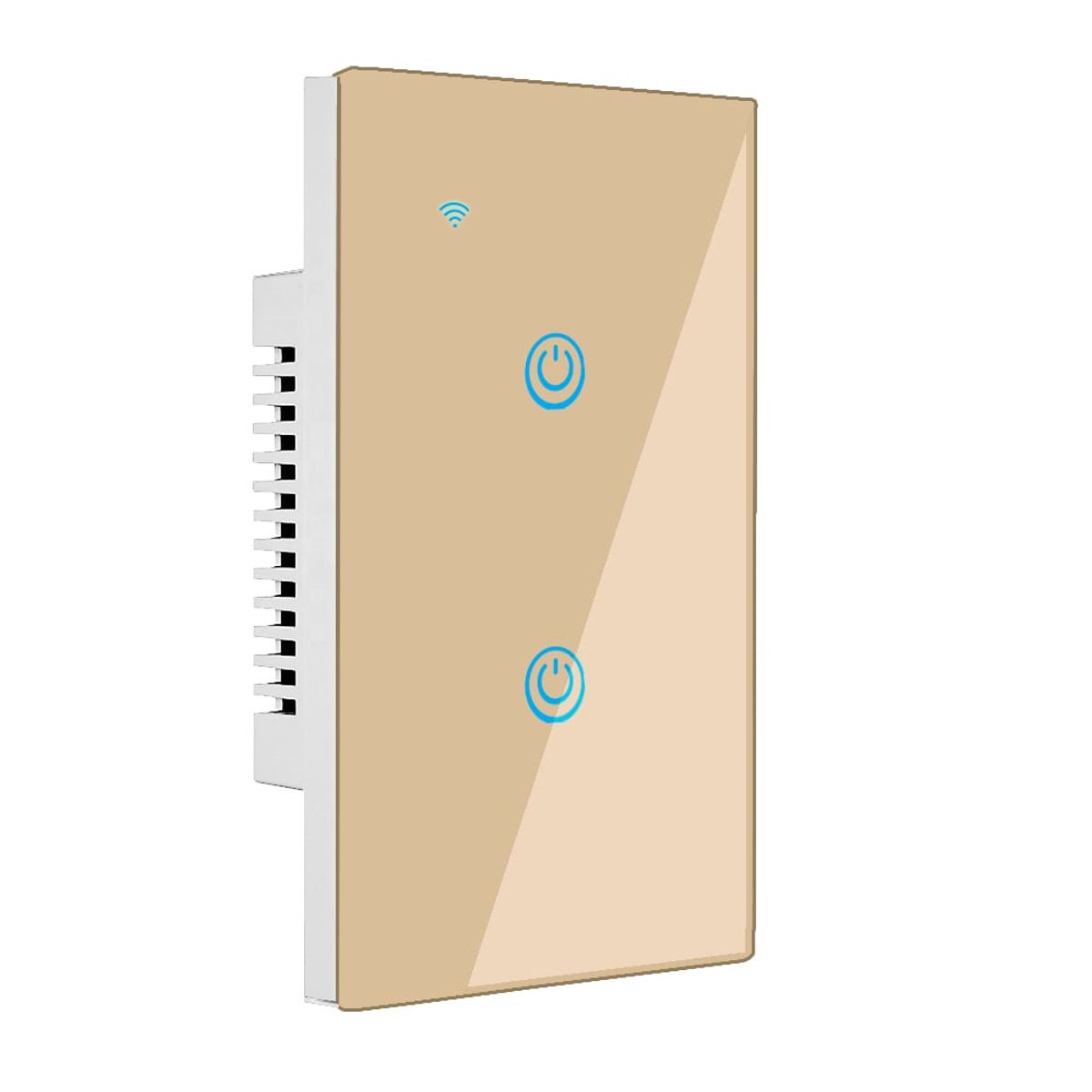 OEM - Interruptor Inteligente Wifi Táctil 2 Botones Con/Sin Neutro Dorado