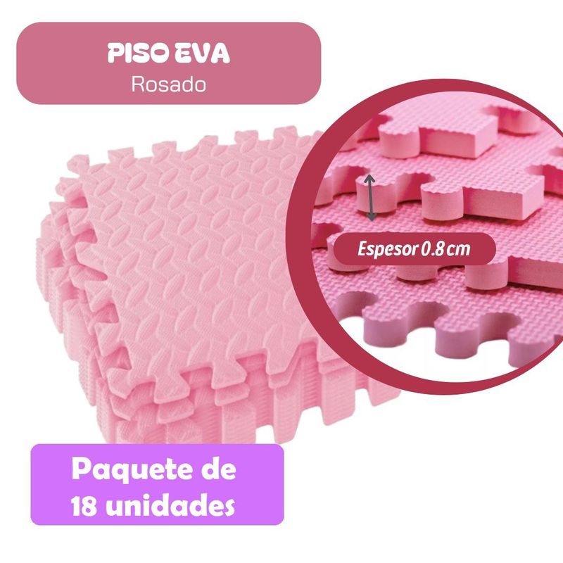 GENERICO - PISOS DE GOMA EVA ROSADO PARA JUEGOS DE BEBE - 18 PIEZAS