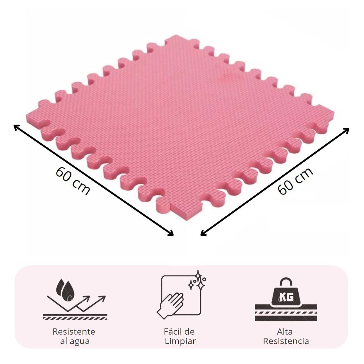 GENERICO - PISOS DE GOMA EVA ROSADO PARA JUEGOS DE BEBE - 18 PIEZAS