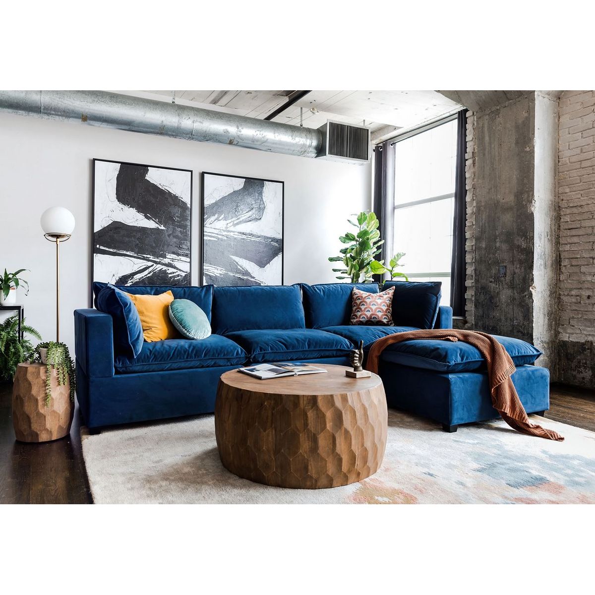 GENERICO - Sofa 3 Cuerpos Rennes + Banqueta de regalo - Azul