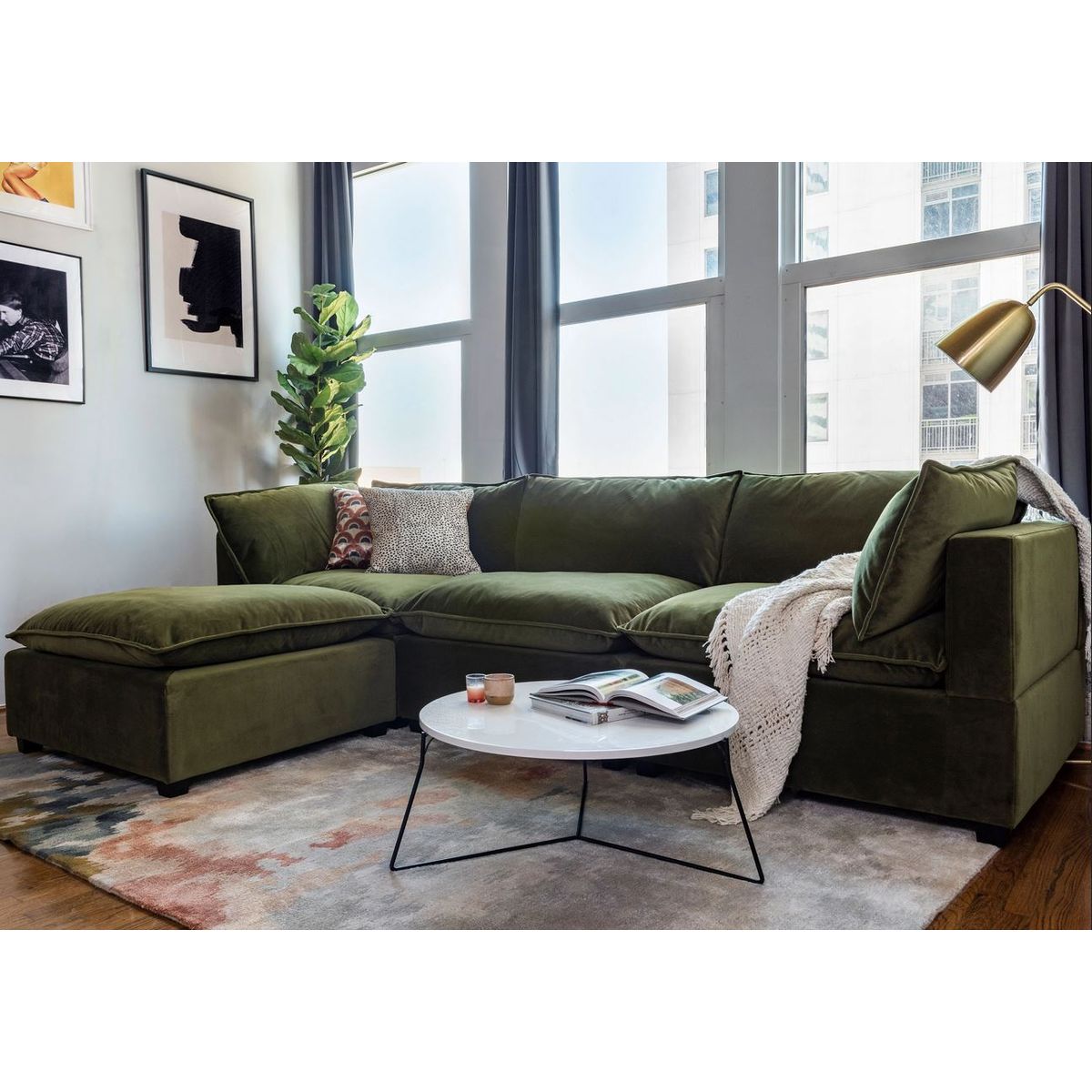 GENERICO - Sofa 3 Cuerpos Rennes + Banqueta de regalo - Verde