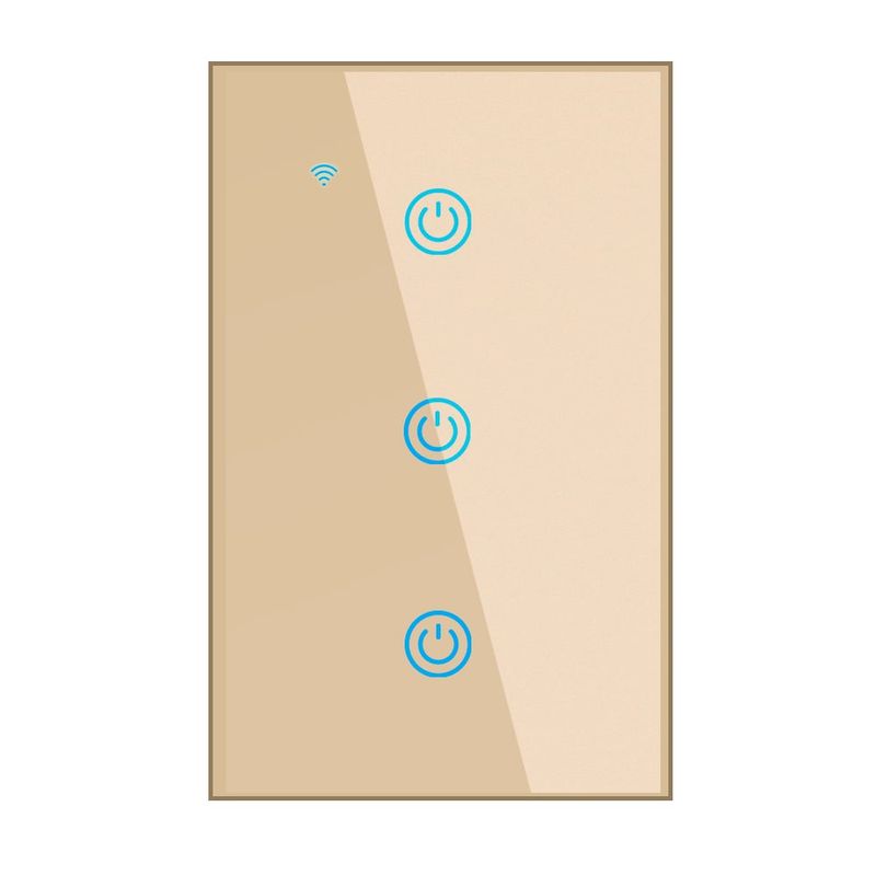 OEM - Interruptor Inteligente Wifi Táctil 3 Botones Con/Sin Neutro Dorado