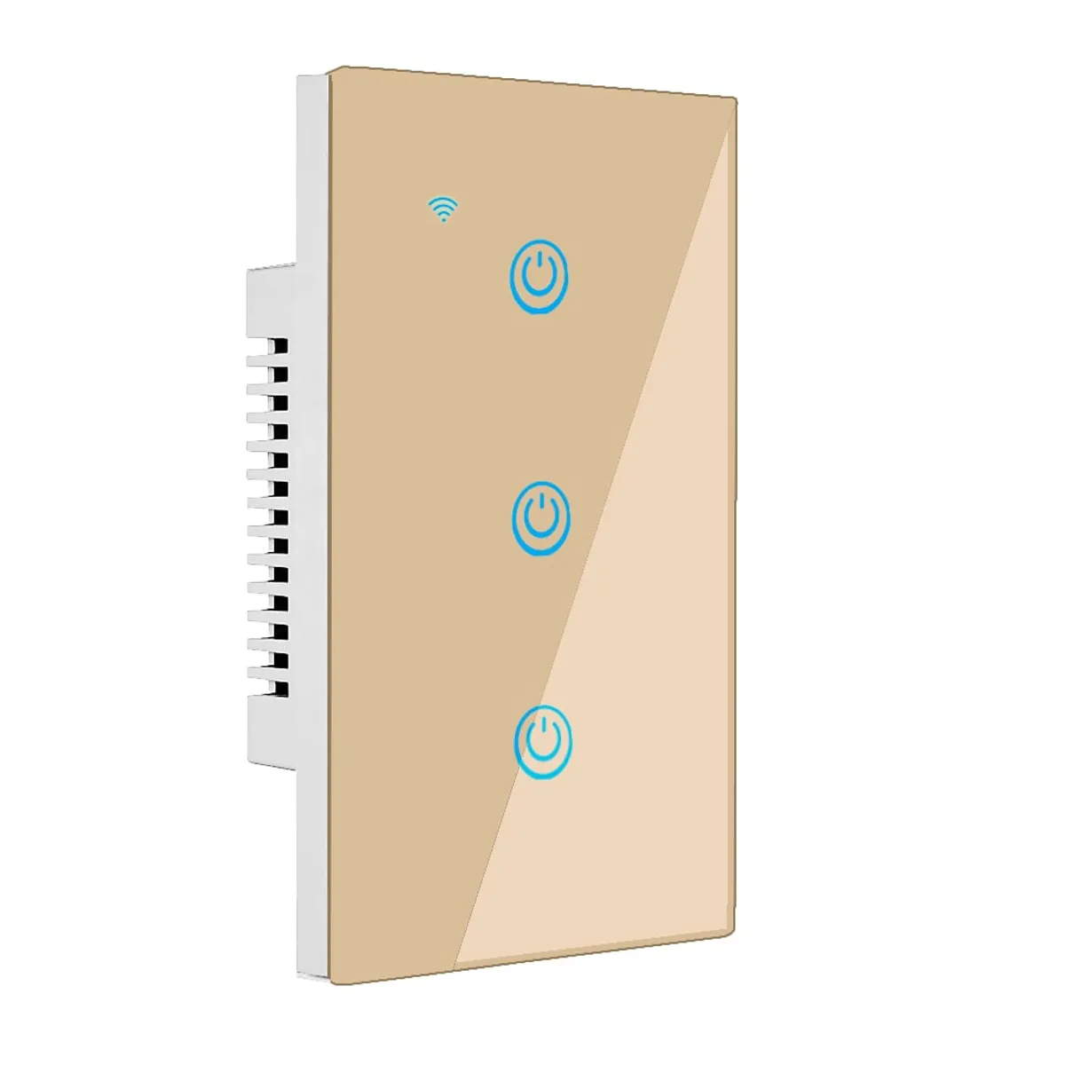 OEM - Interruptor Inteligente Wifi Táctil 3 Botones Con/Sin Neutro Dorado