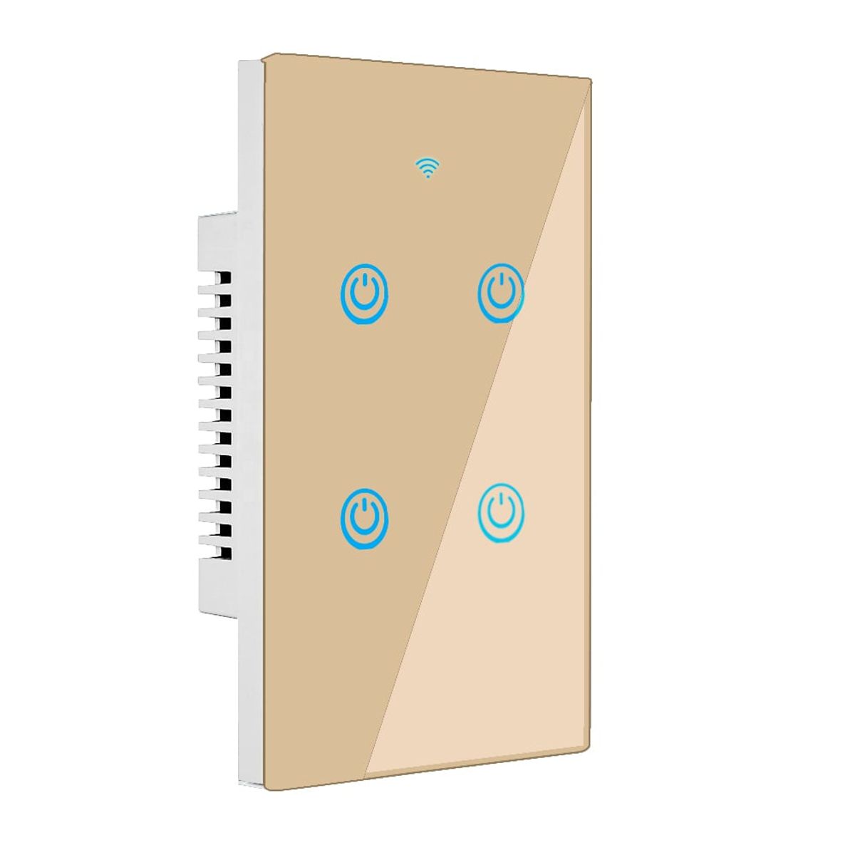 OEM - Interruptor Inteligente Wifi Táctil 4 Botones Con/Sin Neutro Dorado