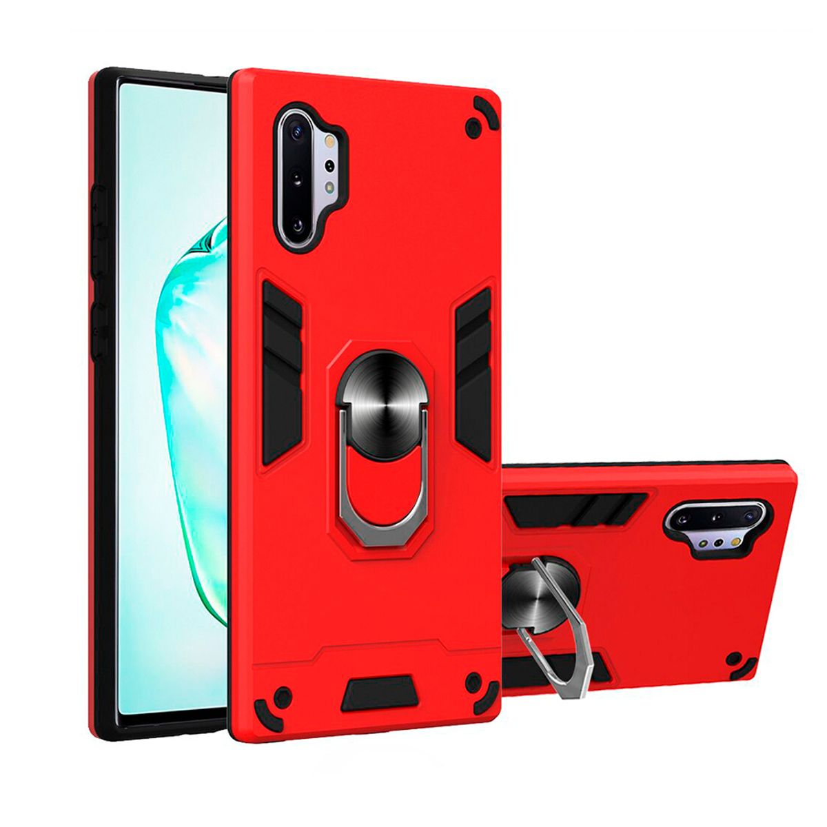GENERICO - Funda Case para Motorola Moto G30 con Anillo Metálico Antishock Rojo