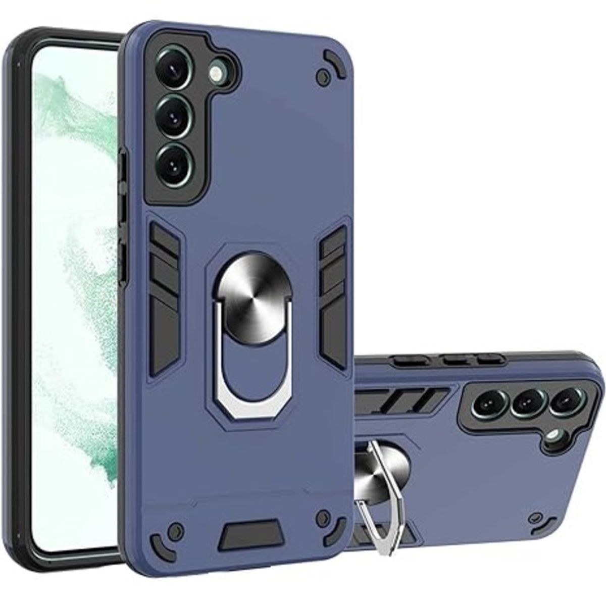 GENERICO - Funda Case para Samsung S22 Plus con Anillo Metálico Antishock Azul