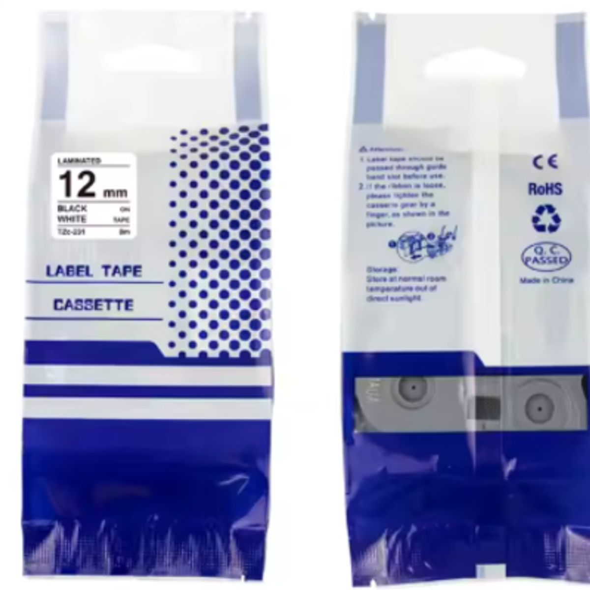 GENERICO - Tzc-231 Cinta Para Rotulador Brother 12Mm X 8M Black white