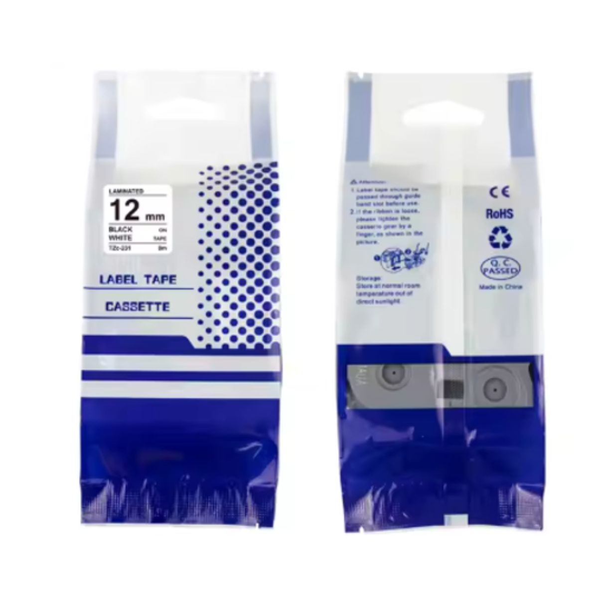 GENERICO - Tzc-231 Cinta Para Rotulador Brother 12Mm X 8M Black white