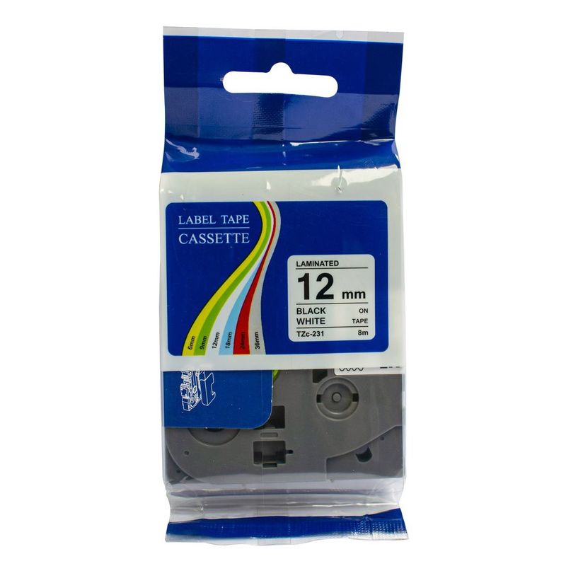 GENERICO - Tzc-231 Cinta Para Rotulador Brother 12Mm X 8M Black white