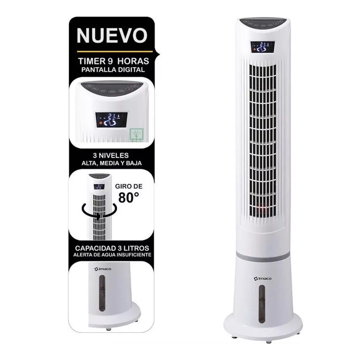 IMACO - Enfriador De Aire Digital 3 Vel + 3 Programas + Control Rem