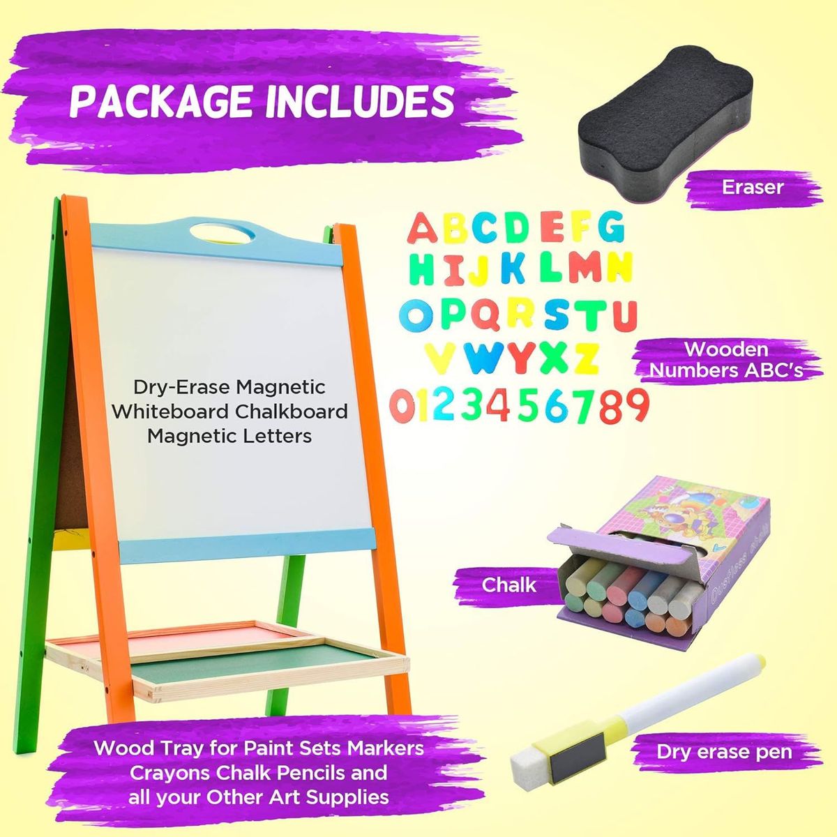 GENERICO - Pizarra Acrílica y Tiza caballete 2 en 1 para Niños