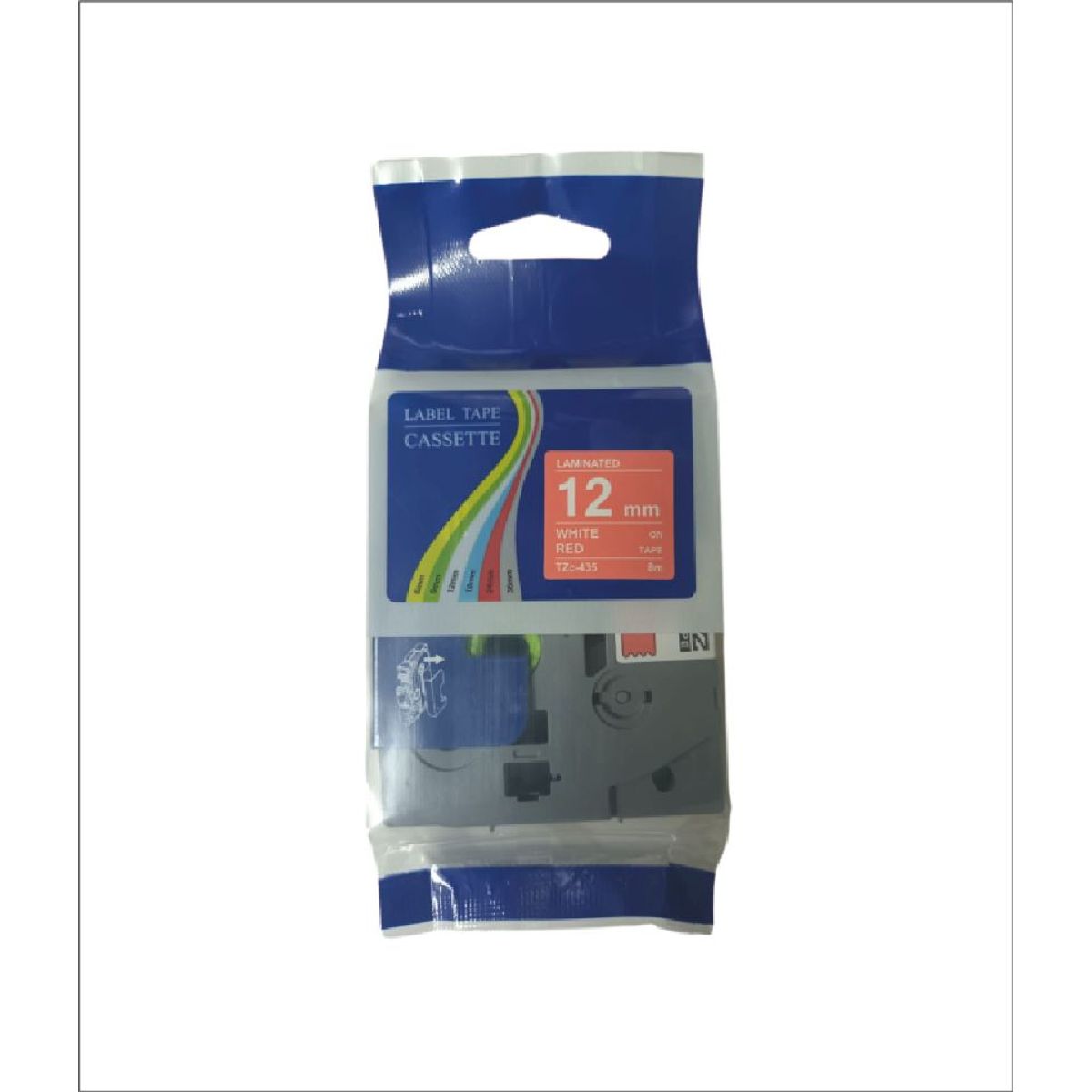 GENERICO - Cinta laminada para rotulador brother 12mm TZc-435 WHITE RED