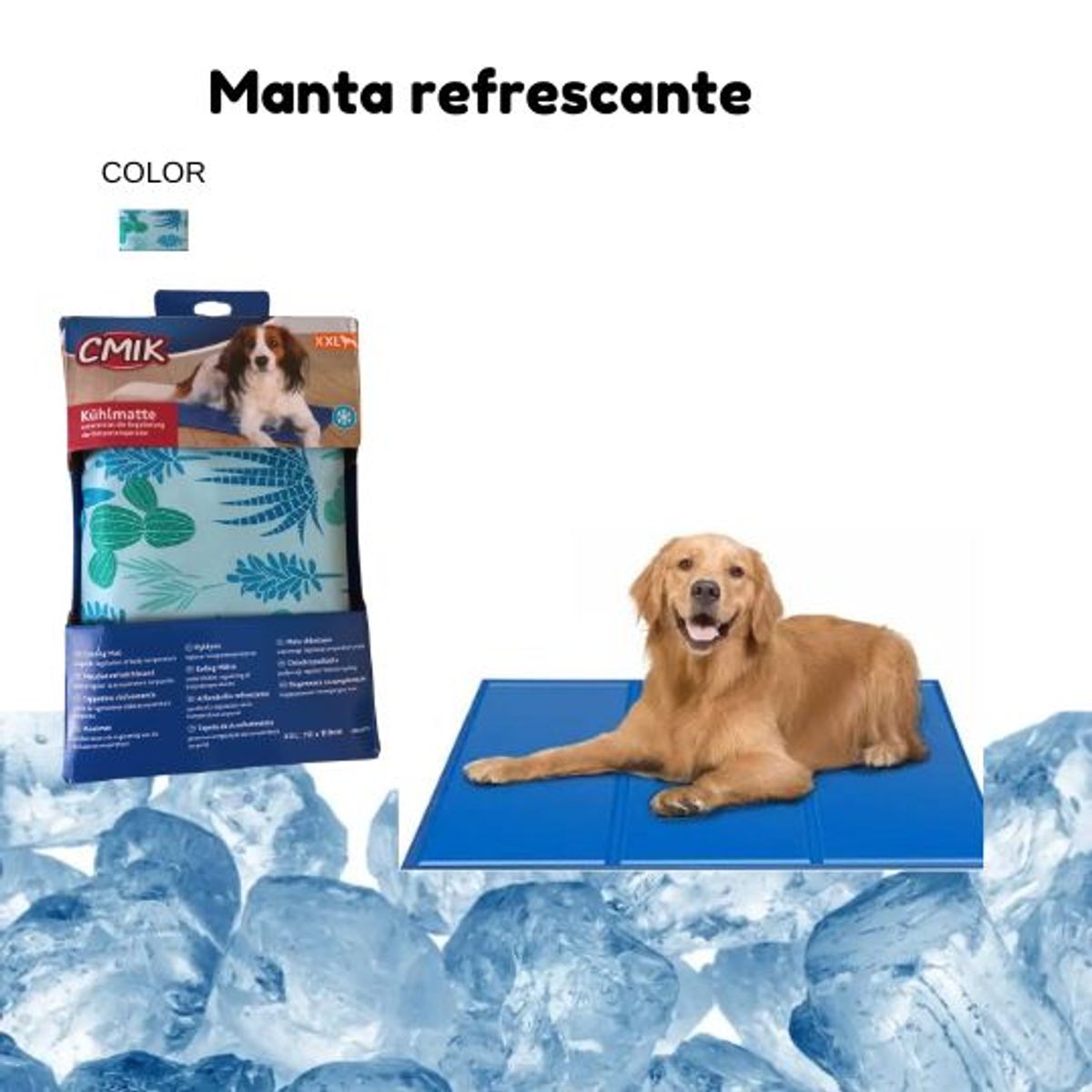 GENERICO - Colchoneta refrigerante XXL 110X70CM Pet Cool Mat VERDE