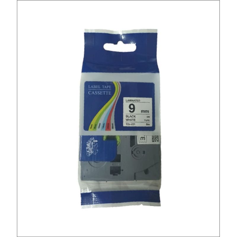 GENERICO - Cinta laminada para rotulador brother TZC-221 9mm BLACK WHITE