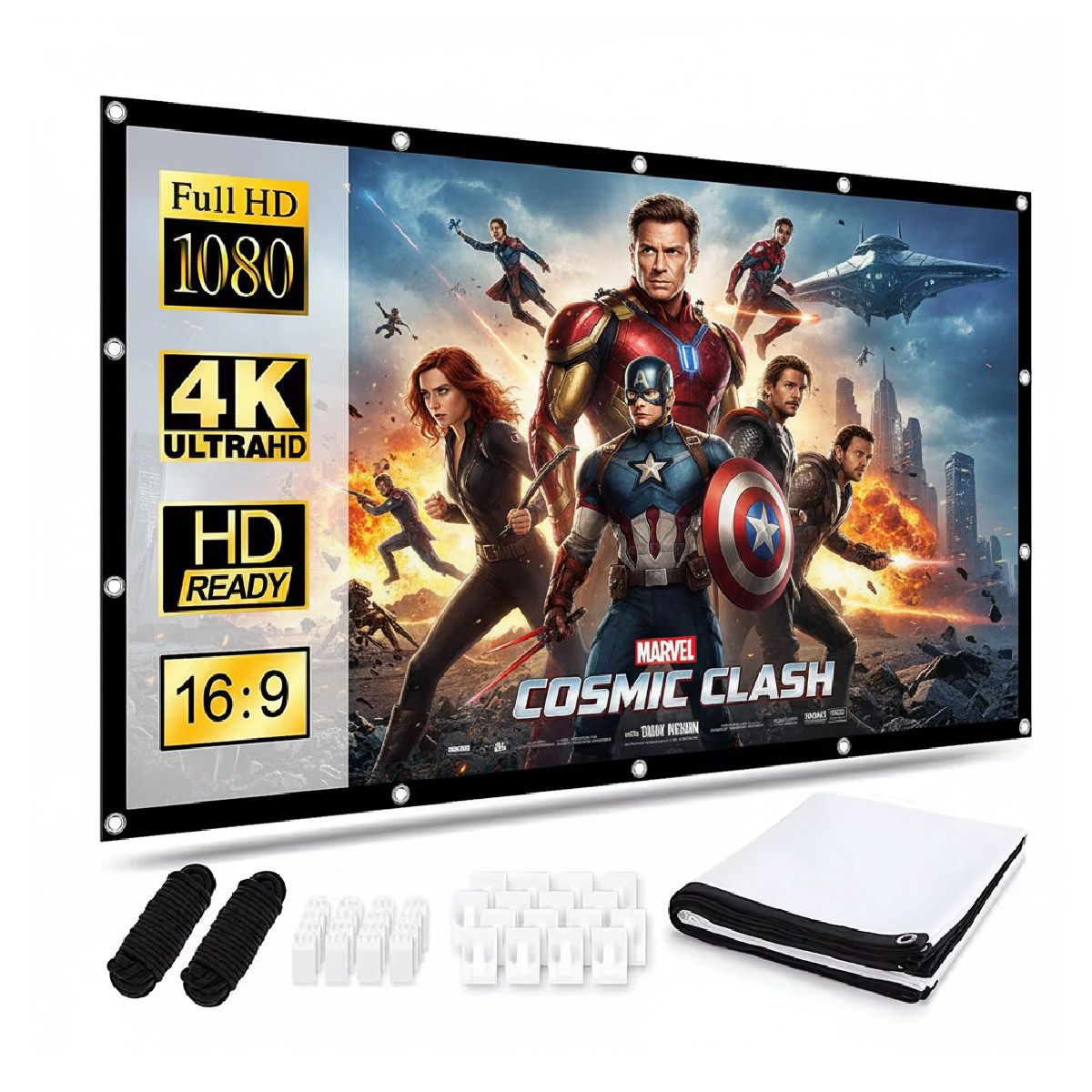 GENERICO - Pantalla para Proyector Ecran 120 Pulgadas de Tela