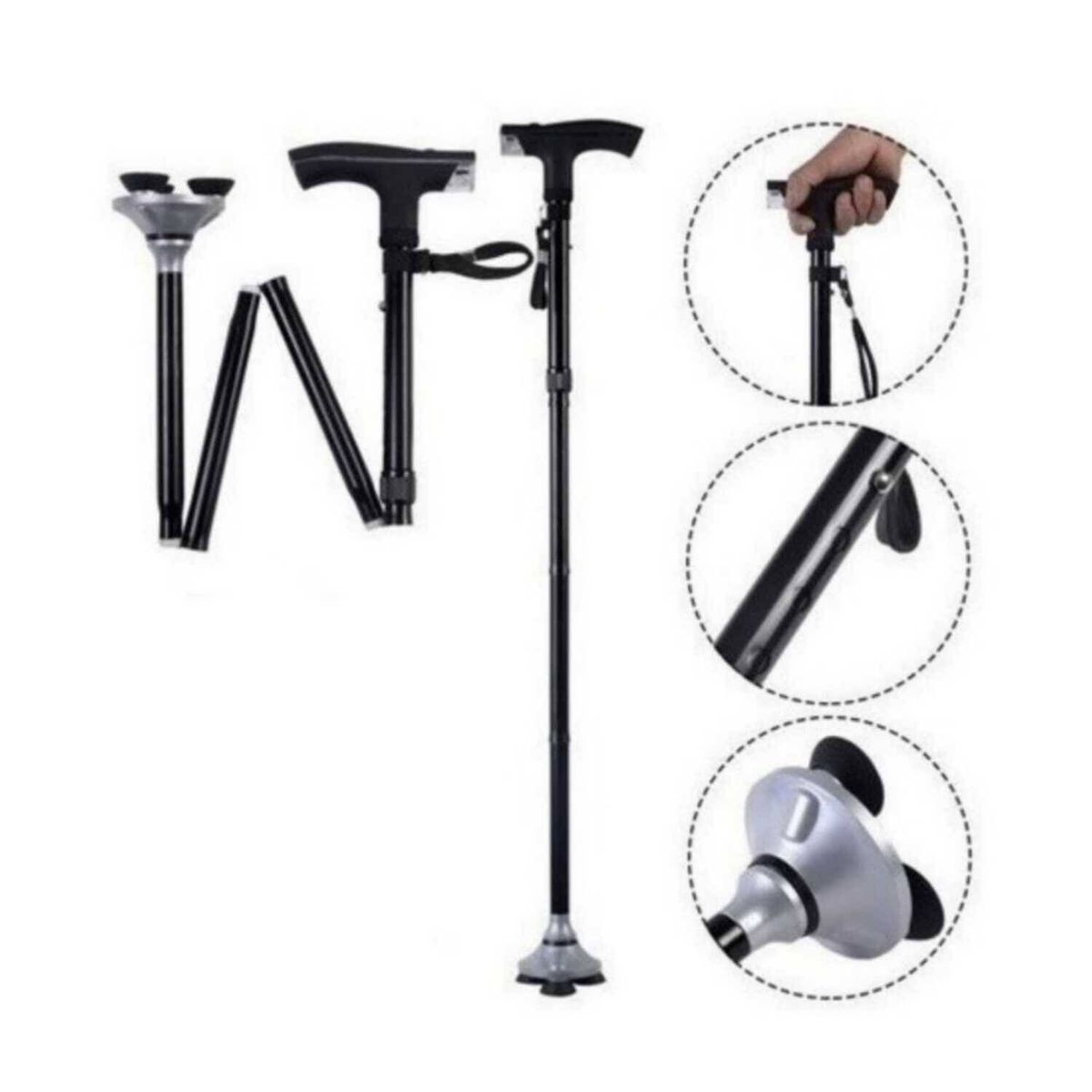 GENERICO - Bastón Plegable Ortopédico Con Luz Led