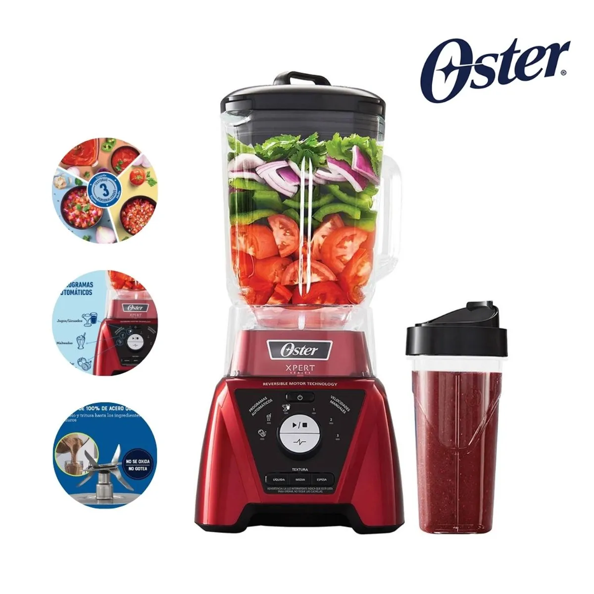 OSTER - Licuadora Digital Oster con control de textura Vaso 2L y Motor 2HP