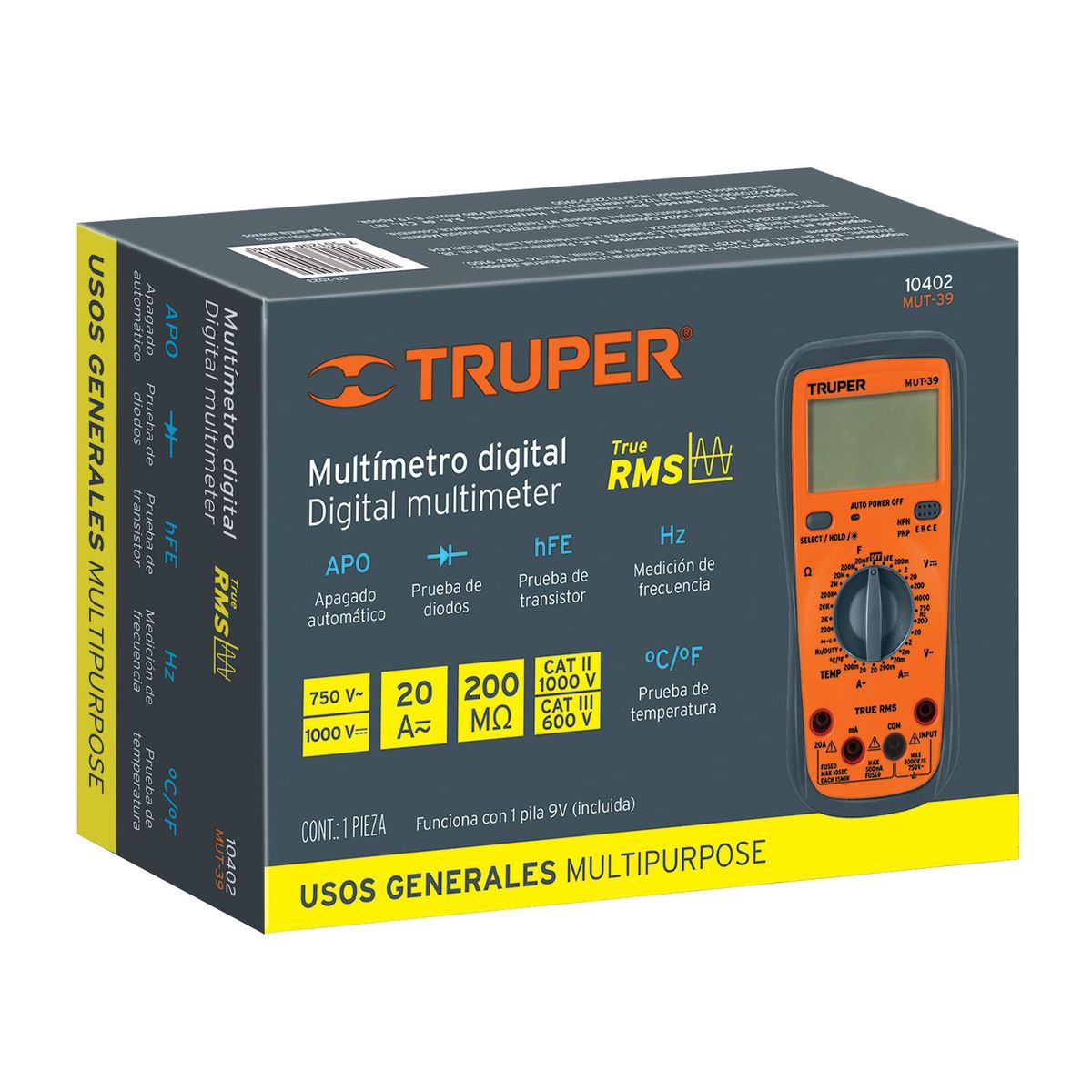 TRUPER - Multímetro digital profesional con RMS verdadero