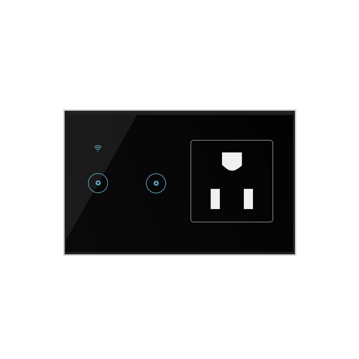 OEM - Enchufe con Interruptor de 2 Botones Inteligente Wifi Negro