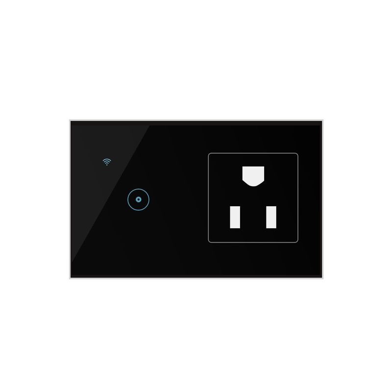 OEM - Enchufe con Interruptor de 1 Botón Inteligente Wifi Negro