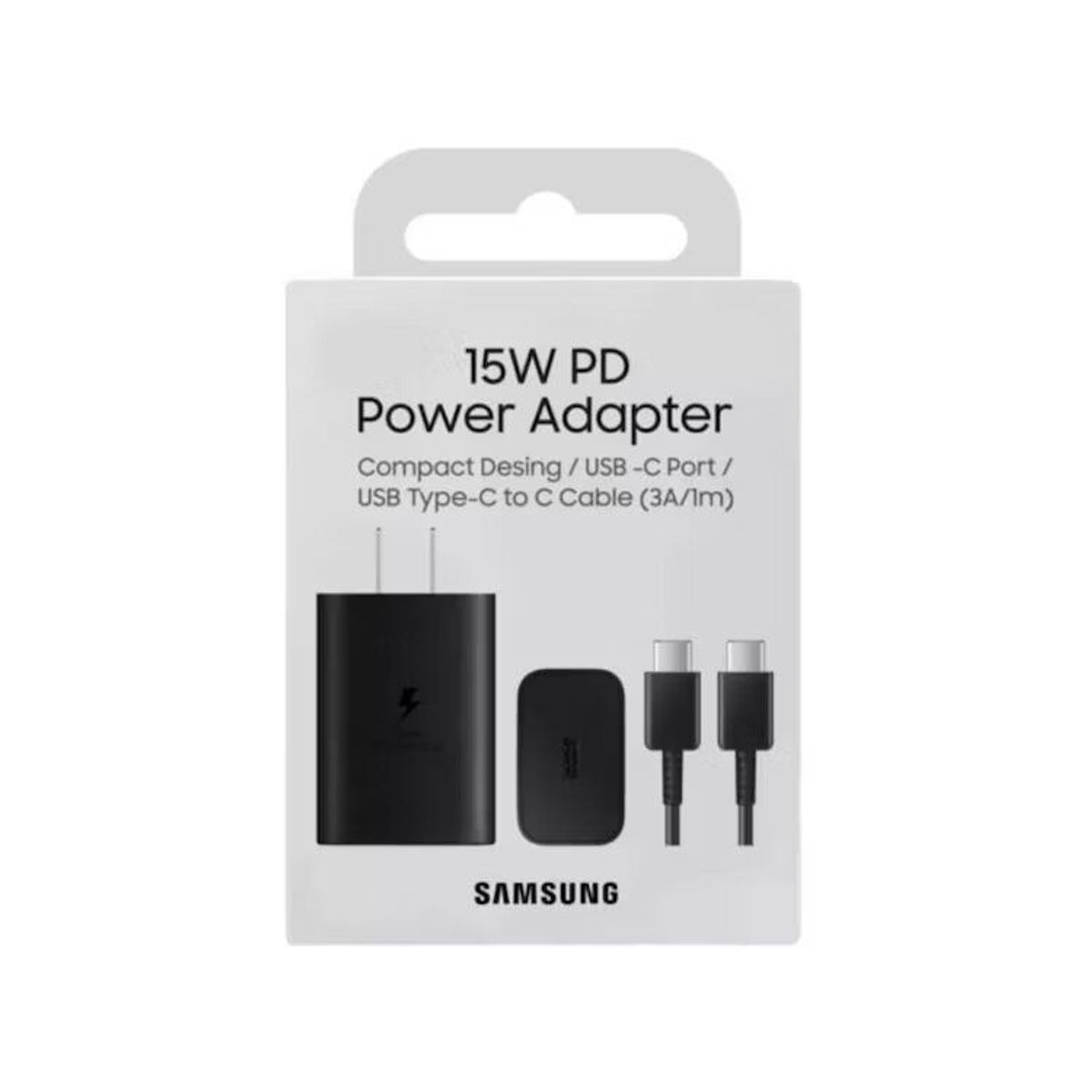 SAMSUNG - Cargador Samsung 15W PD Adapter USB-C con Cable 1m Negro