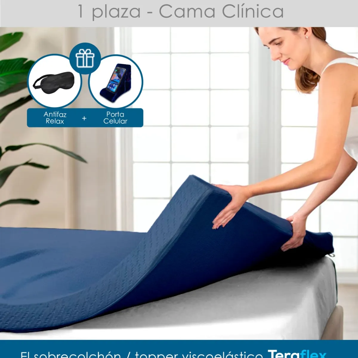 TERAFLEX - TOPPER 1 PLAZA SOBRECOLCHON ESPUMA VISCOELASTICA TERAFLEX 190x90x8 CM