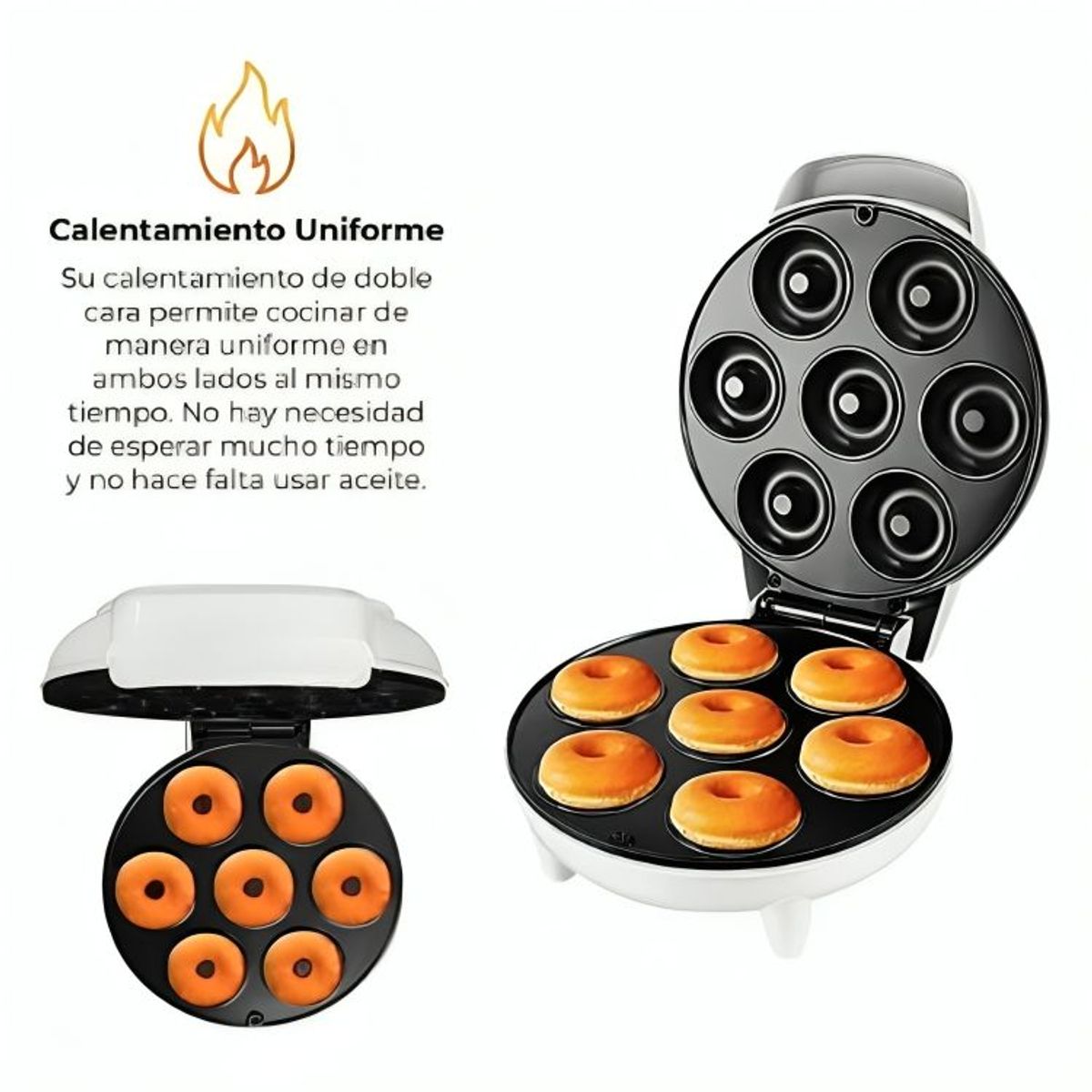 GENERICO - Máquina para Hacer 7 Donuts Antiadherente Blanco 1200 W