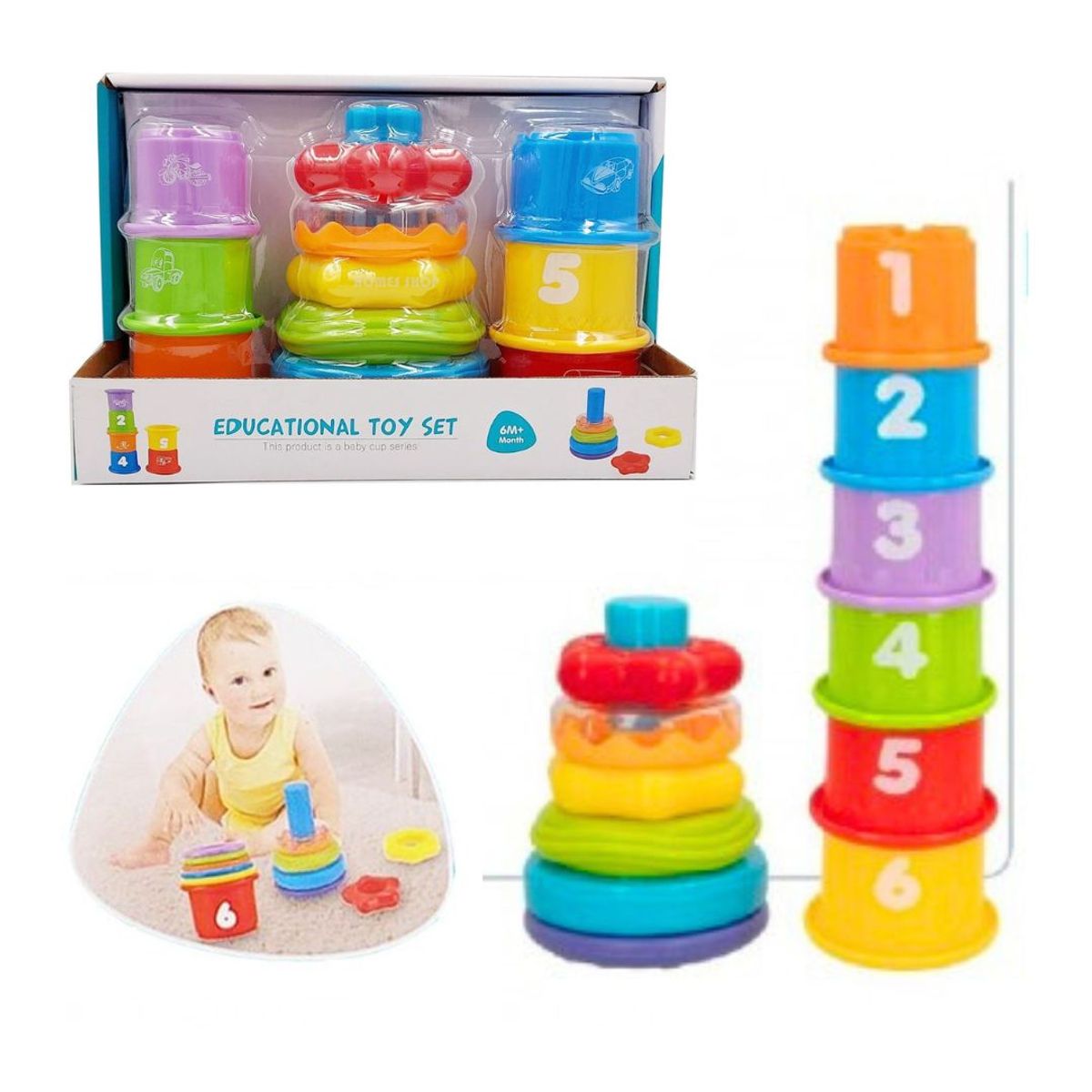 GENERICO - Juguete Pack Aros y Vasos Apilables