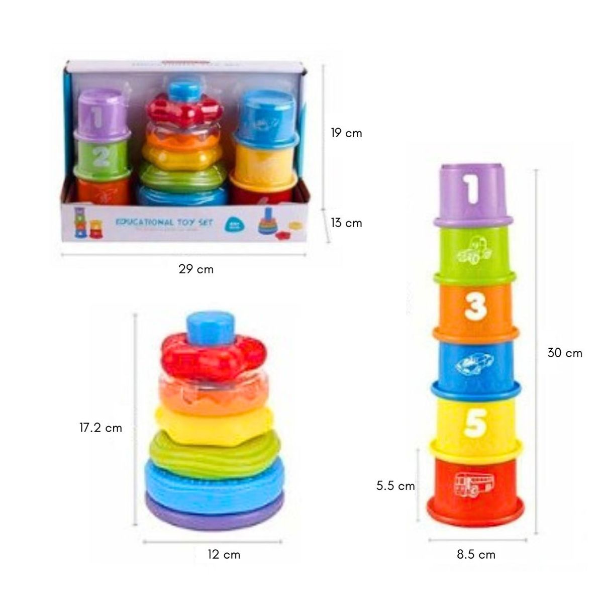 GENERICO - Juguete Pack Aros y Vasos Apilables
