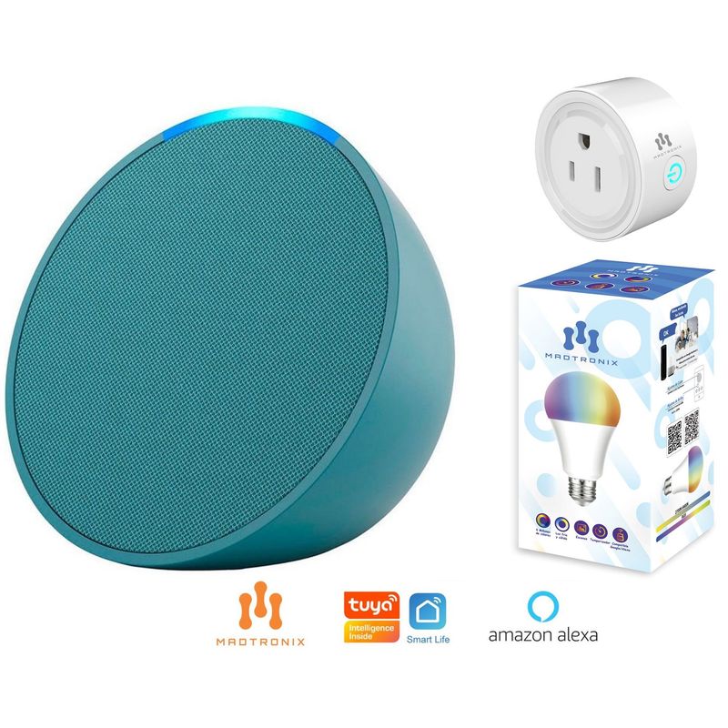 AMAZON - Amazon Echo Pop con Foco y Enchufe Inteligente Smart - Verde