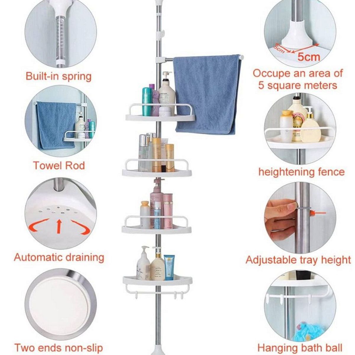 GENERICO - Organizador esquinero de Baño Blanco