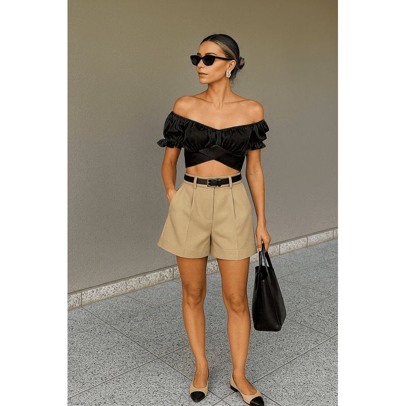 AMA OUTFITTERS - BLUSA ASIA SATINADA CON LAZO