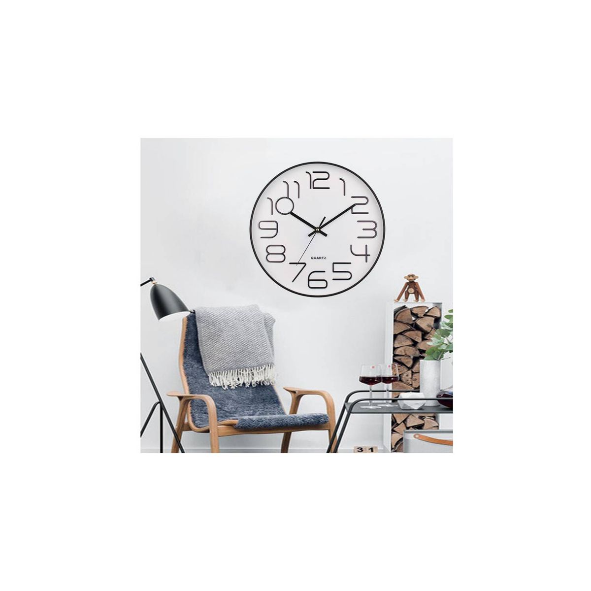 GENERICO - Reloj de pared para sala 3D Mute clásico 30 cm blanco