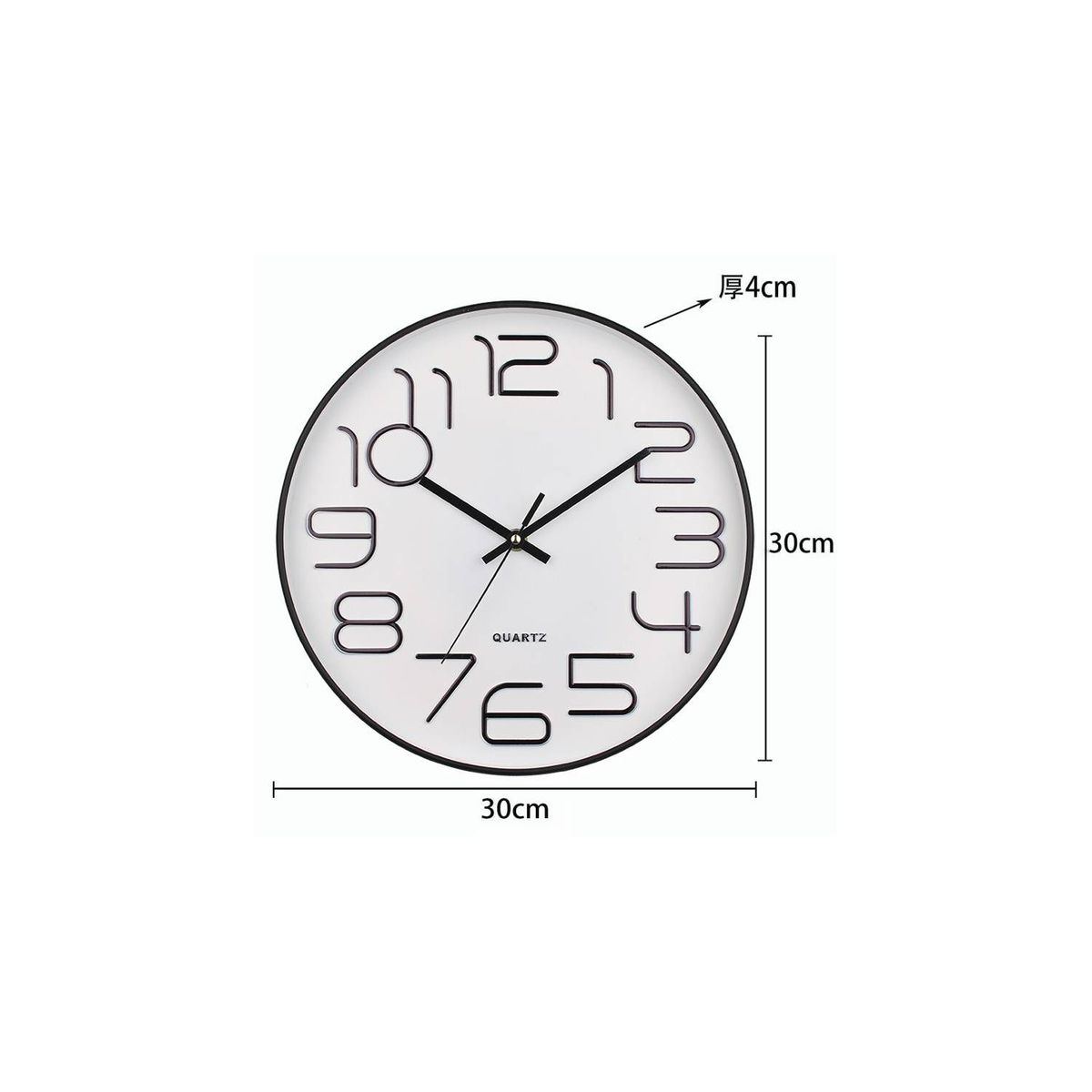 GENERICO - Reloj de pared para sala 3D Mute clásico 30 cm blanco