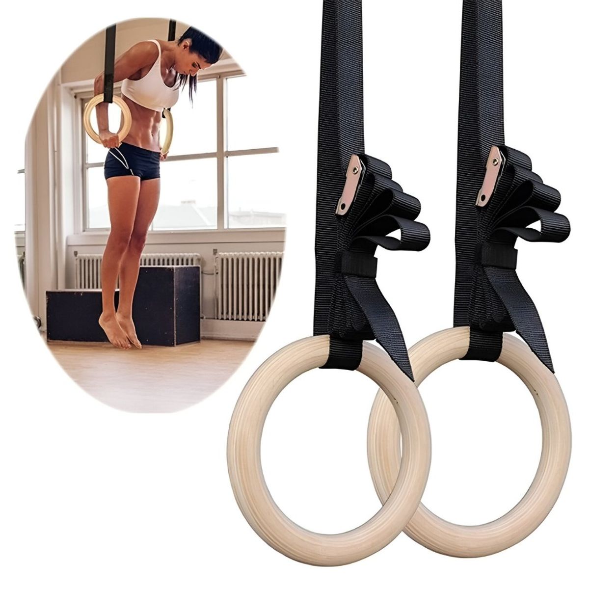 REAL FITNESS PERU - Anillas de gimnasia Aros de Madera Solida Profesional