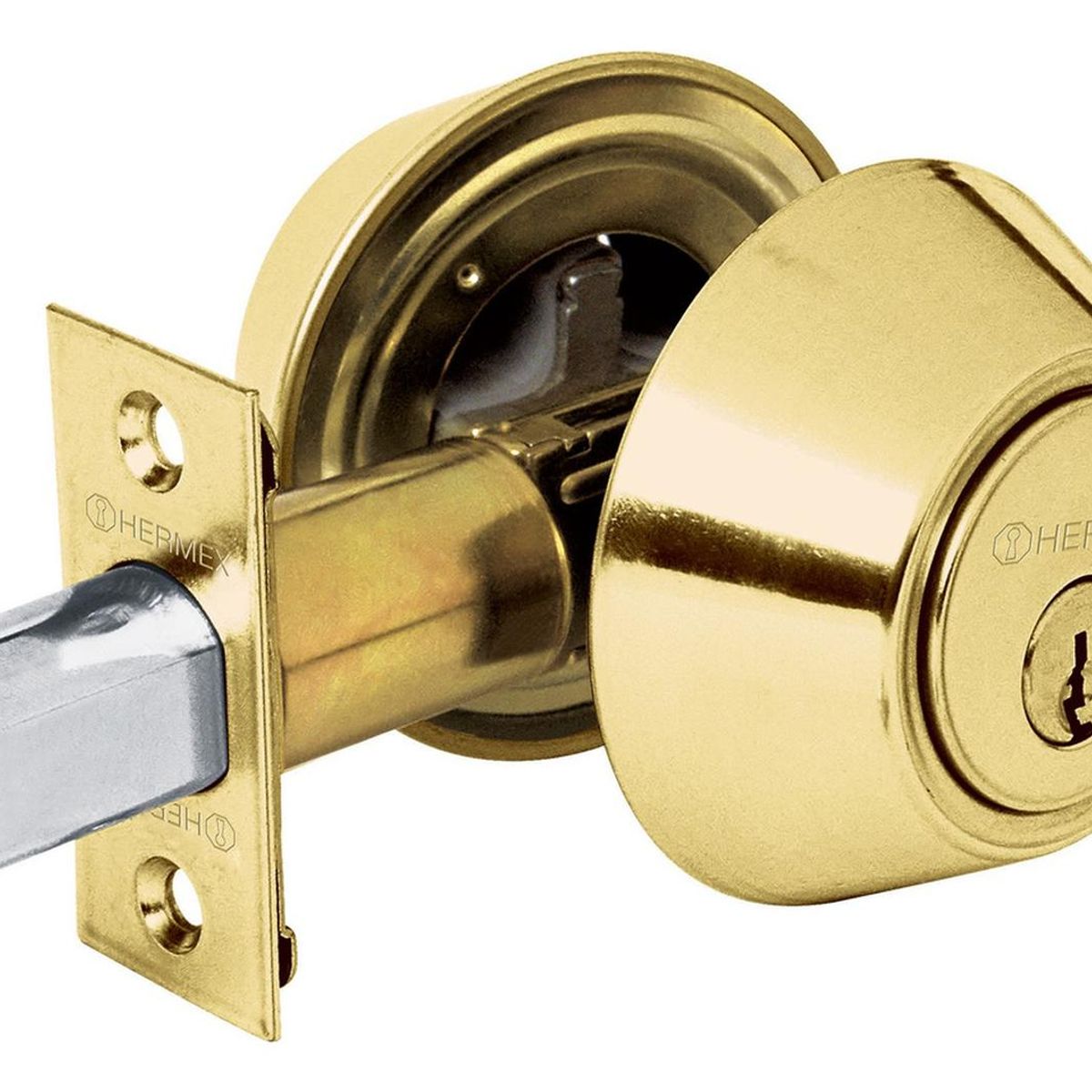 HERMEX - Chapa cerrojo cilindrico laton brillante Hermex
